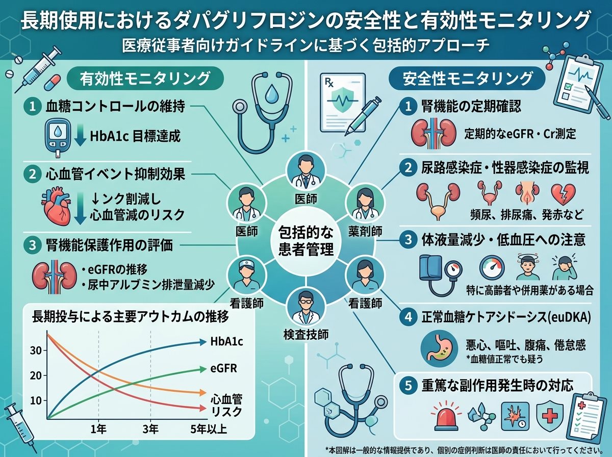 ダパグリフロジンの長期使用における安全性と有効性モニタリング