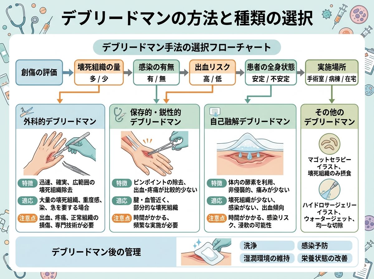 デブリードマンの方法と種類の選択