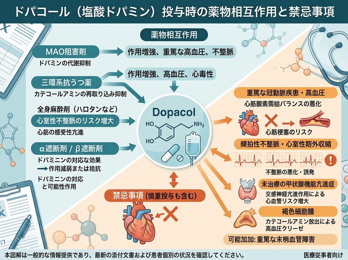 ドパコール投与時の薬物相互作用と禁忌事項