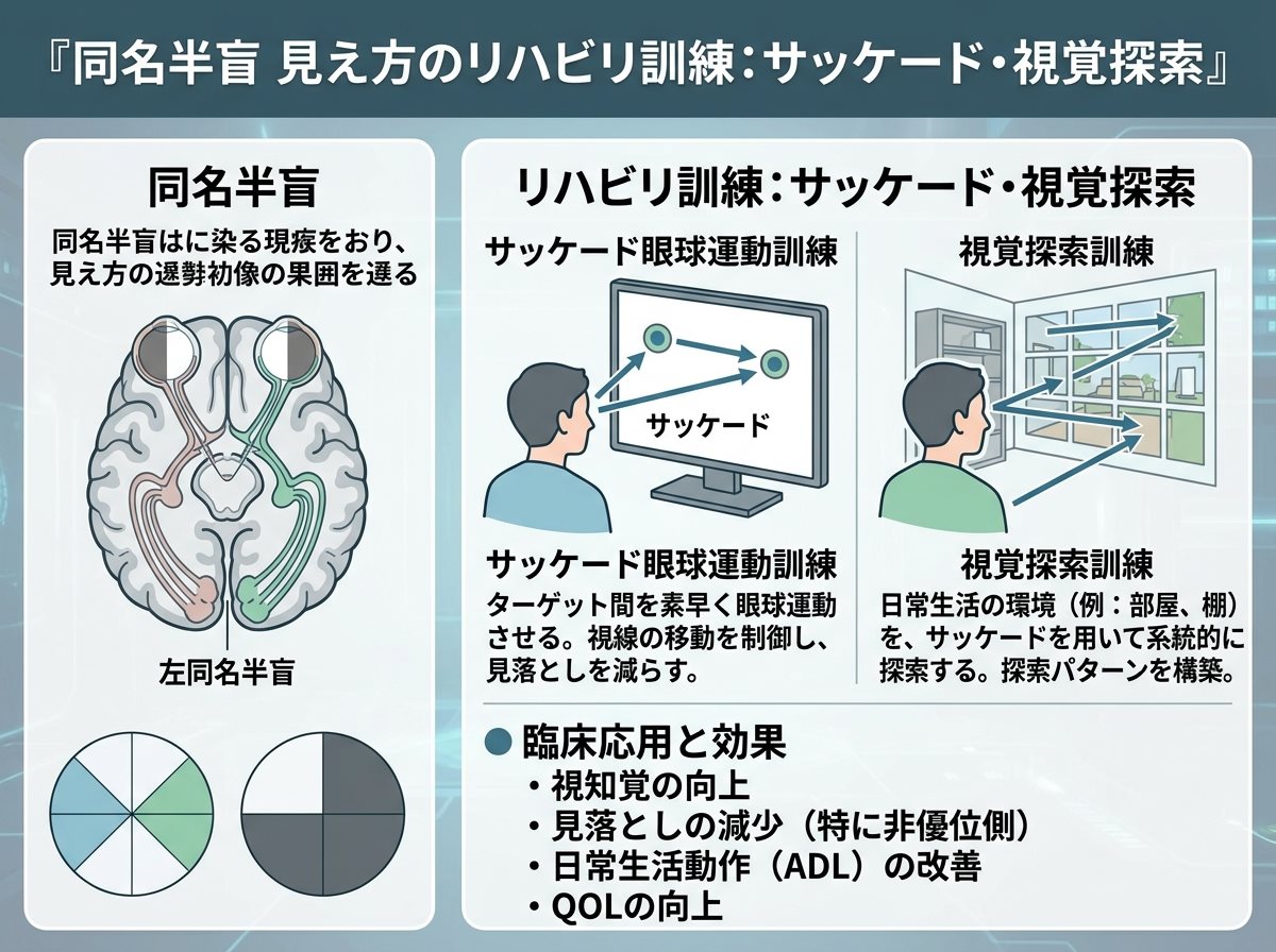 同名半盲 見え方 の リハビリ 訓練（サッケード 視覚探索）