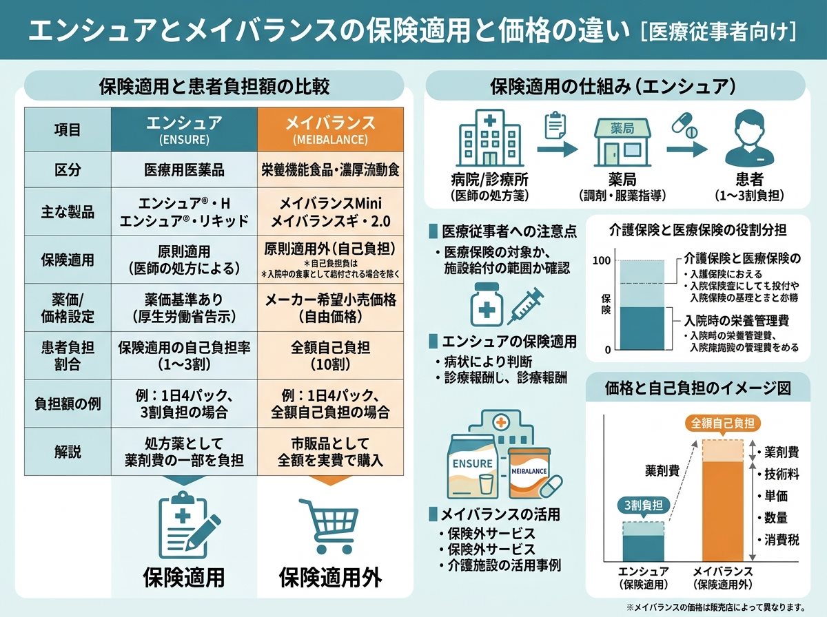 エンシュアとメイバランスの保険適用と価格の違い