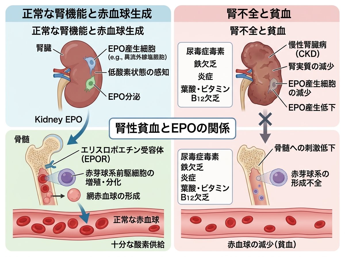腎性貧血の発症メカニズムとエリスロポエチンの関係