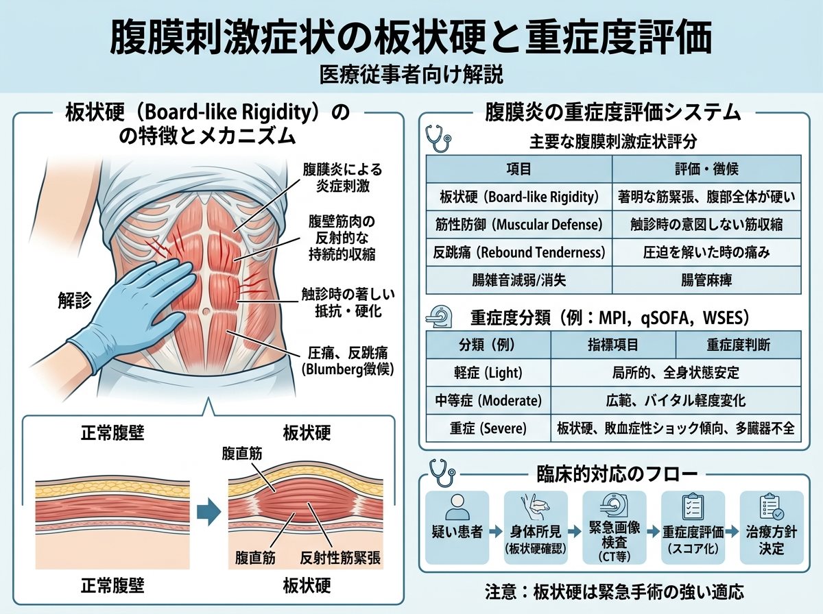 腹膜刺激症状の板状硬と重症度評価