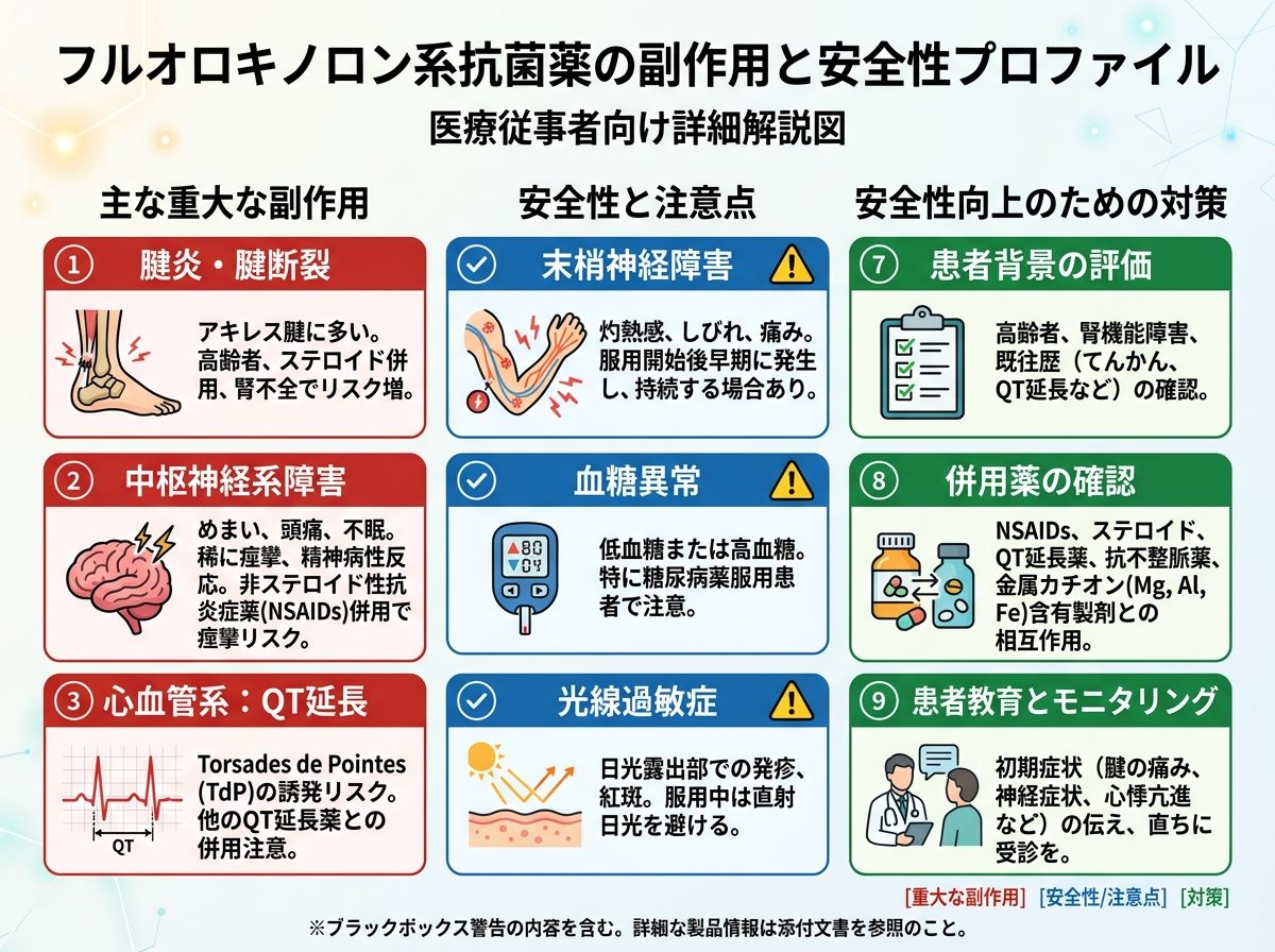 フルオロキノロン系抗菌薬の副作用と安全性プロファイル