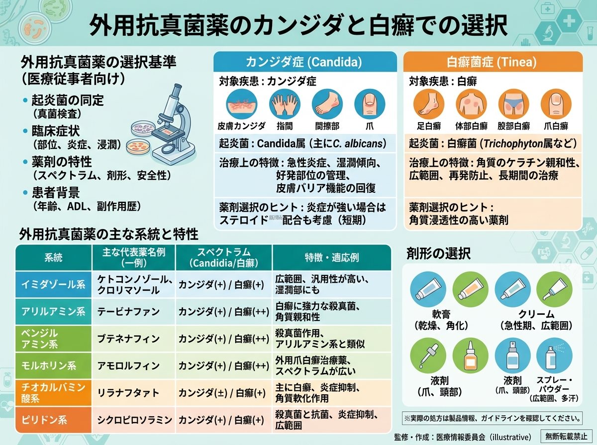 外用抗真菌薬のカンジダと白癬での選択