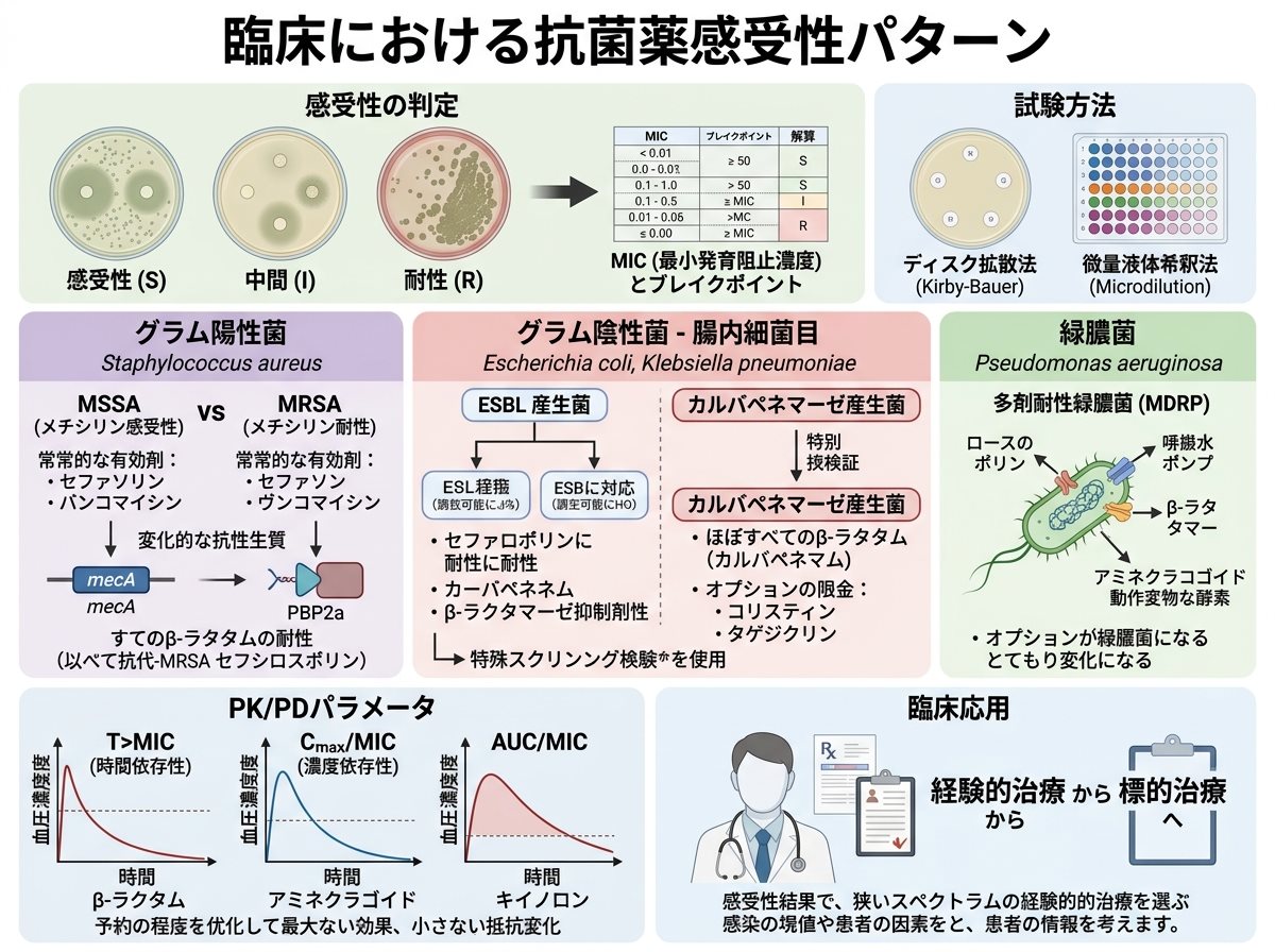 臨床における抗菌薬感受性パターン