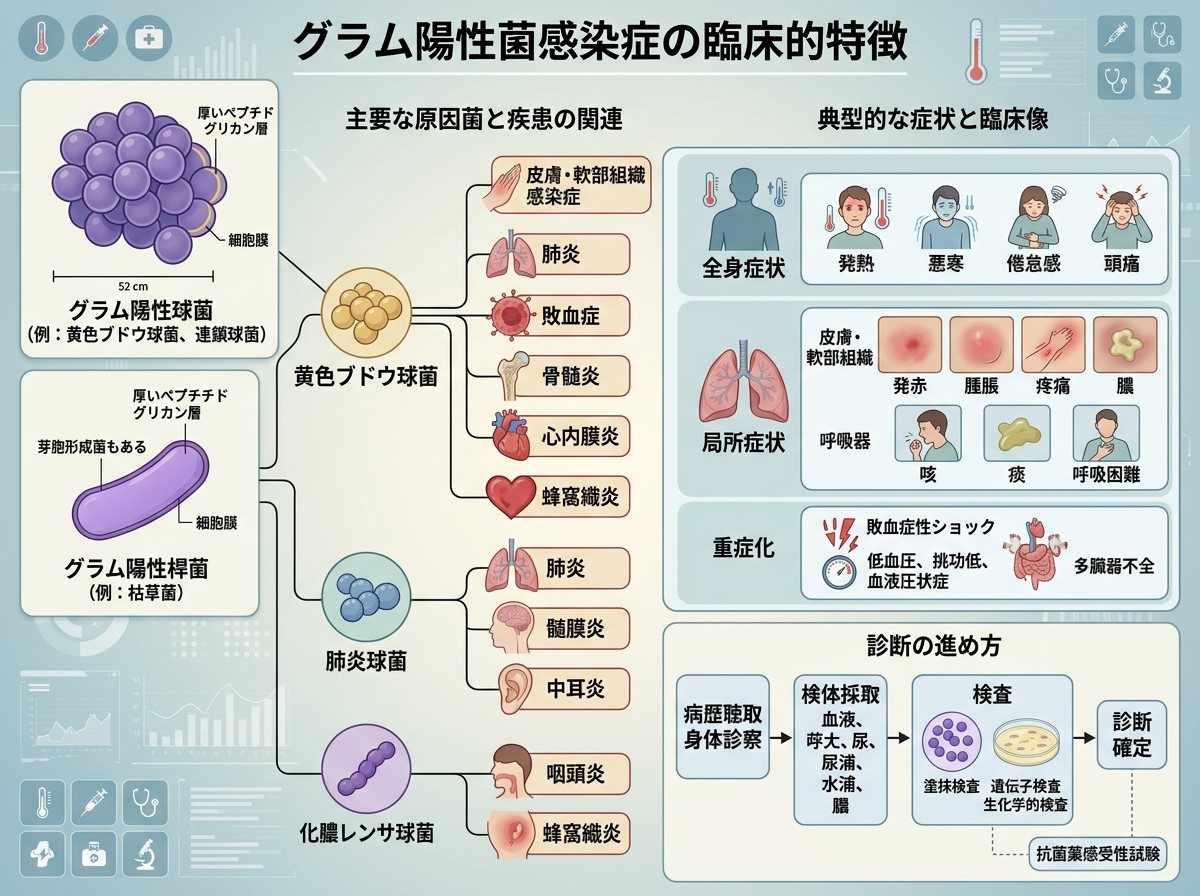 グラム陽性菌による感染症の臨床的特徴