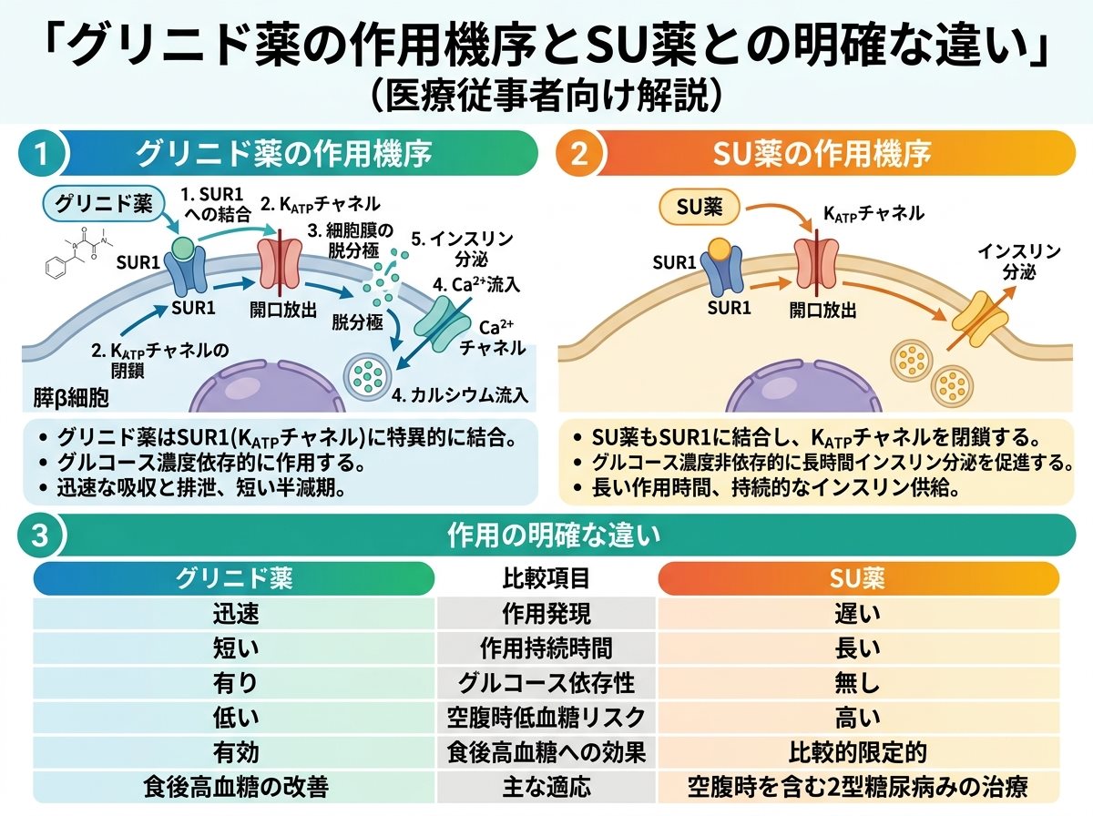 グリニド薬の作用機序とSU薬との明確な違い