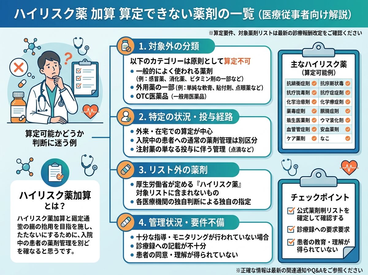 ハイリスク薬で算定できない薬剤の一覧