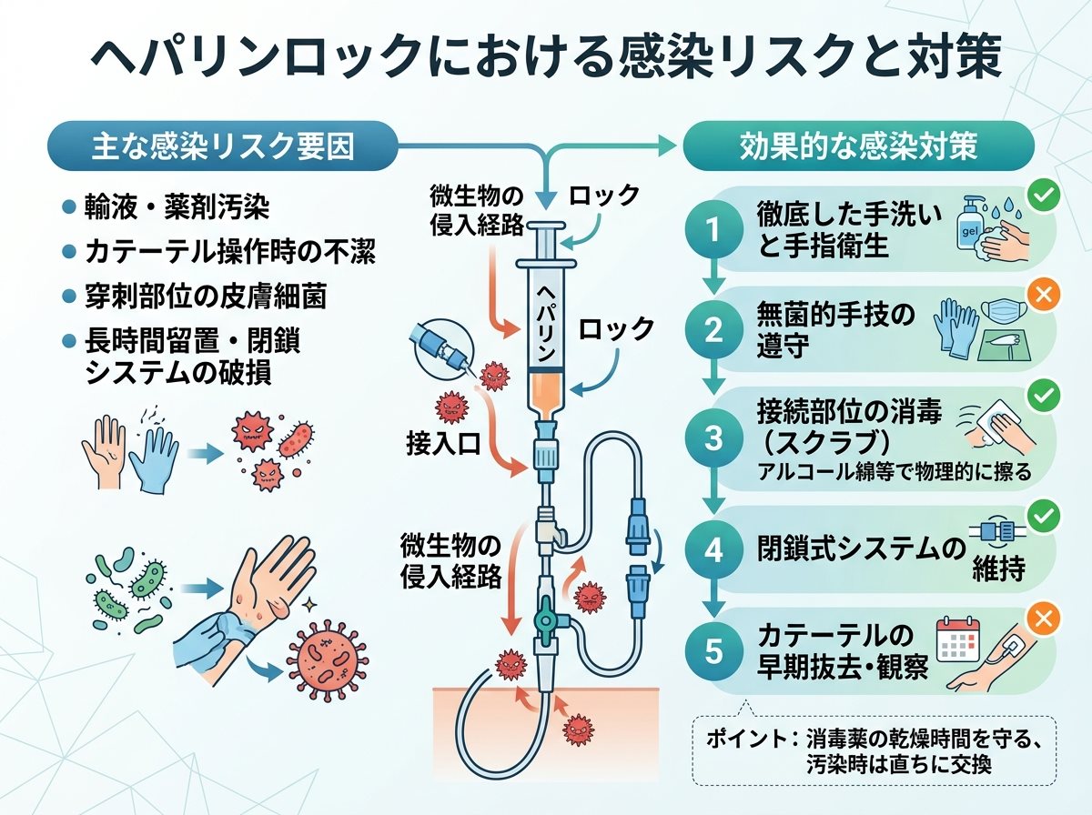 ヘパリンロックにおける感染リスクと対策