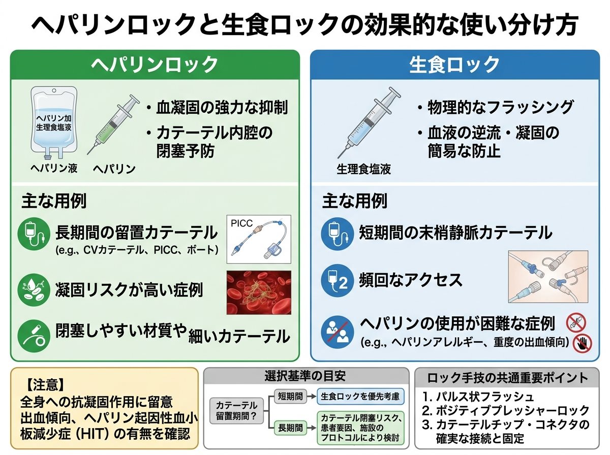 ヘパリンロックと生食ロックの効果的な使い分け方