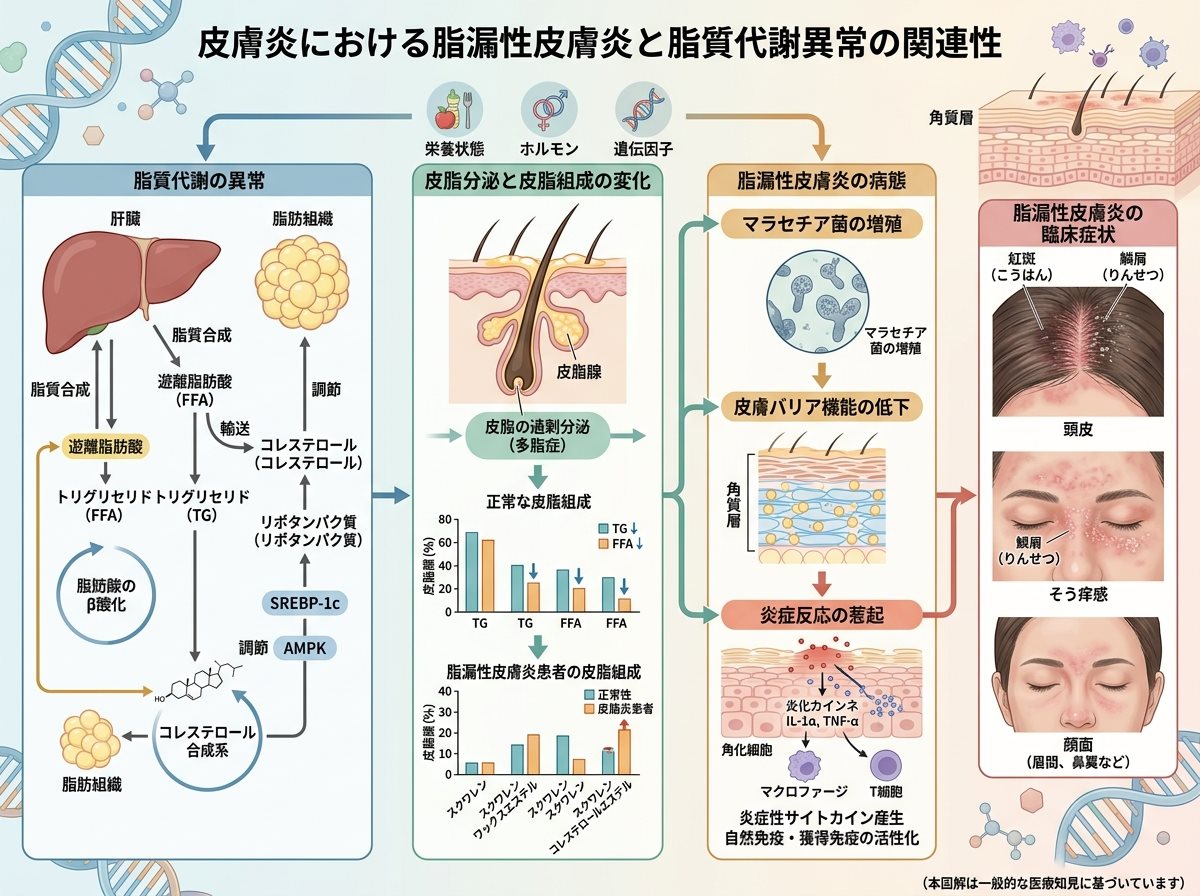 皮膚炎における脂漏性皮膚炎と脂質代謝異常の関連性