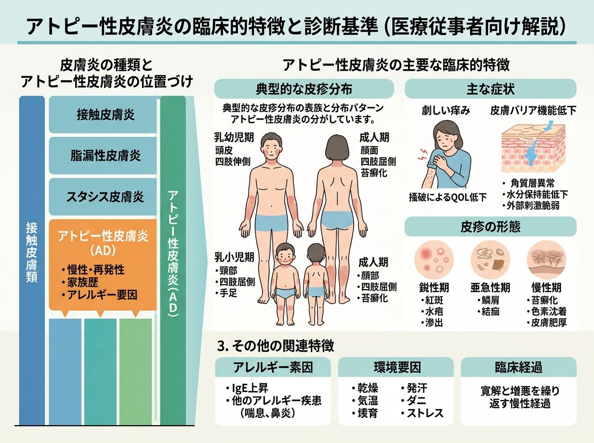 皮膚炎におけるアトピー性皮膚炎の臨床的特徴