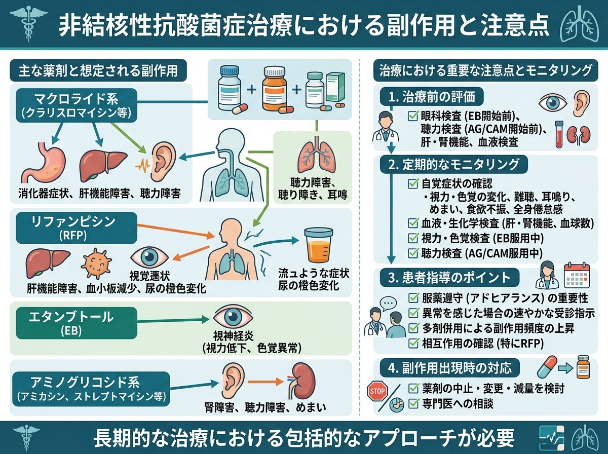 非結核性抗酸菌症治療における副作用と注意点