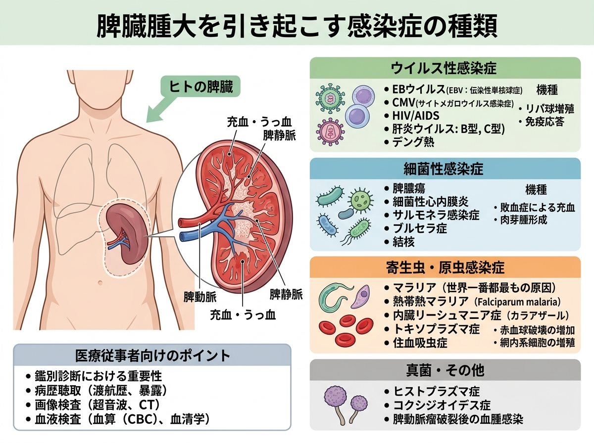 脾臓腫大を引き起こす感染症の種類