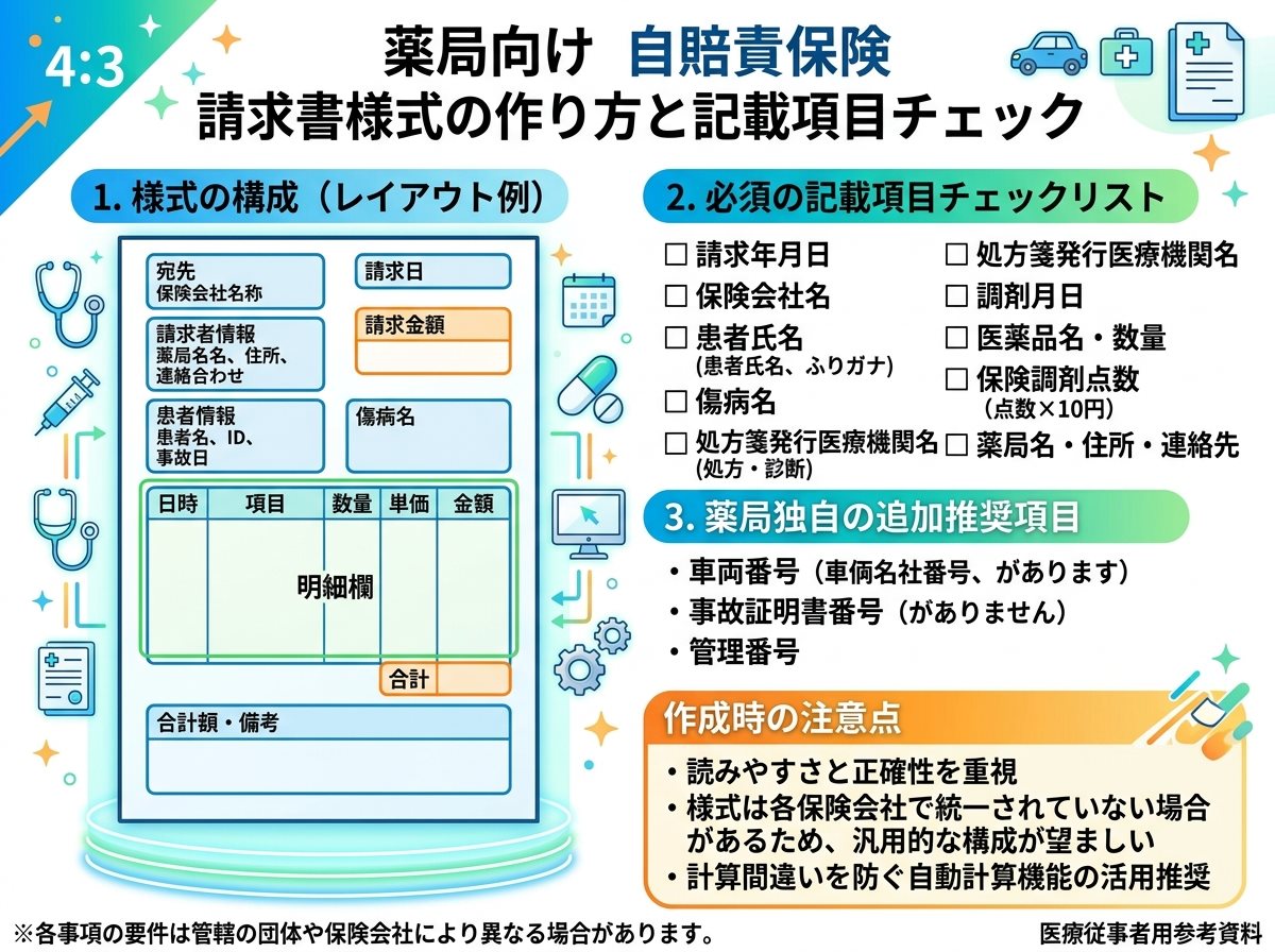 自賠責 請求書 薬局 様式の作り方（記載項目チェック）
