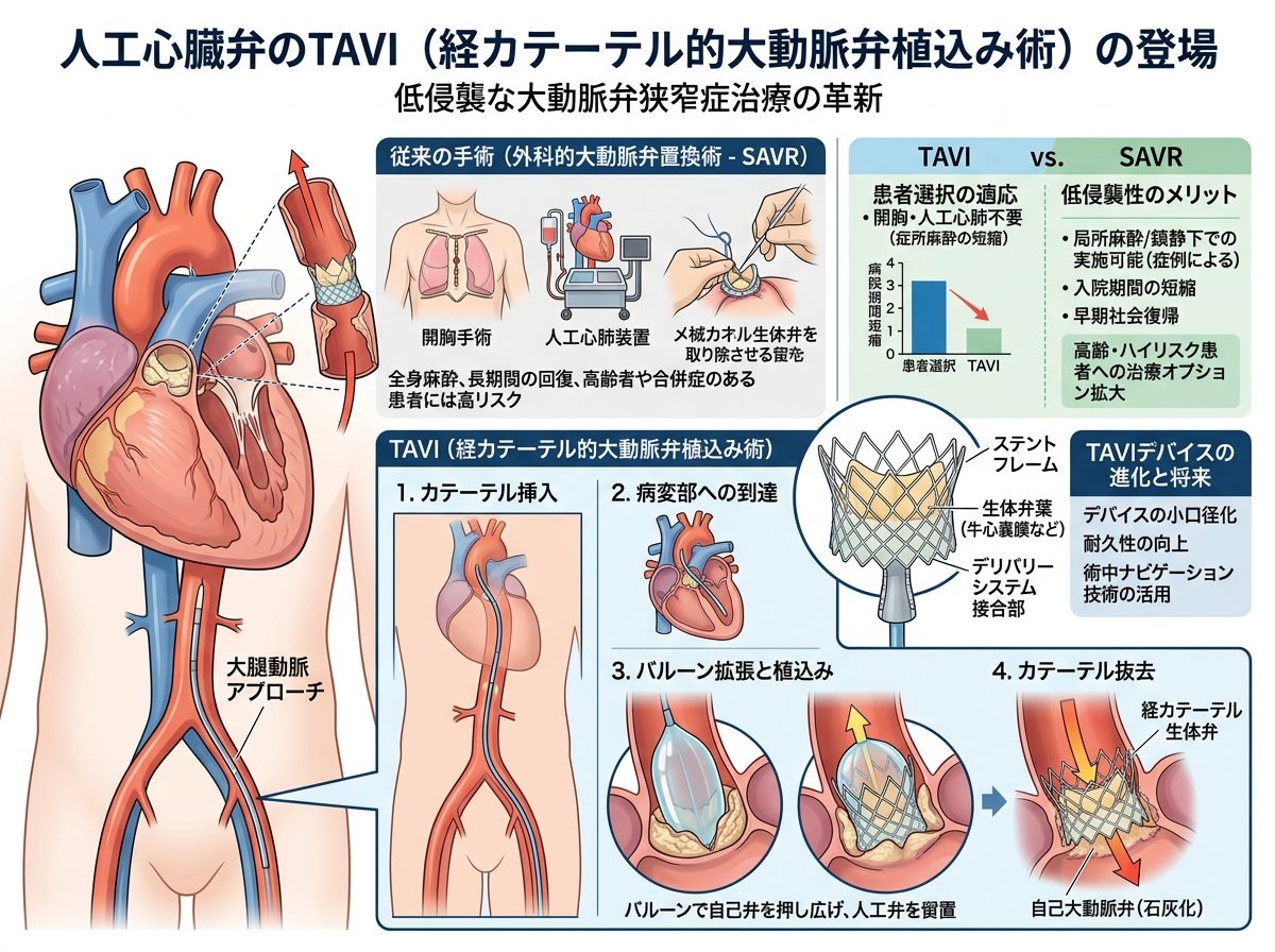 人工心臓弁のTAVI（経カテーテル的大動脈弁植込み術）の登場