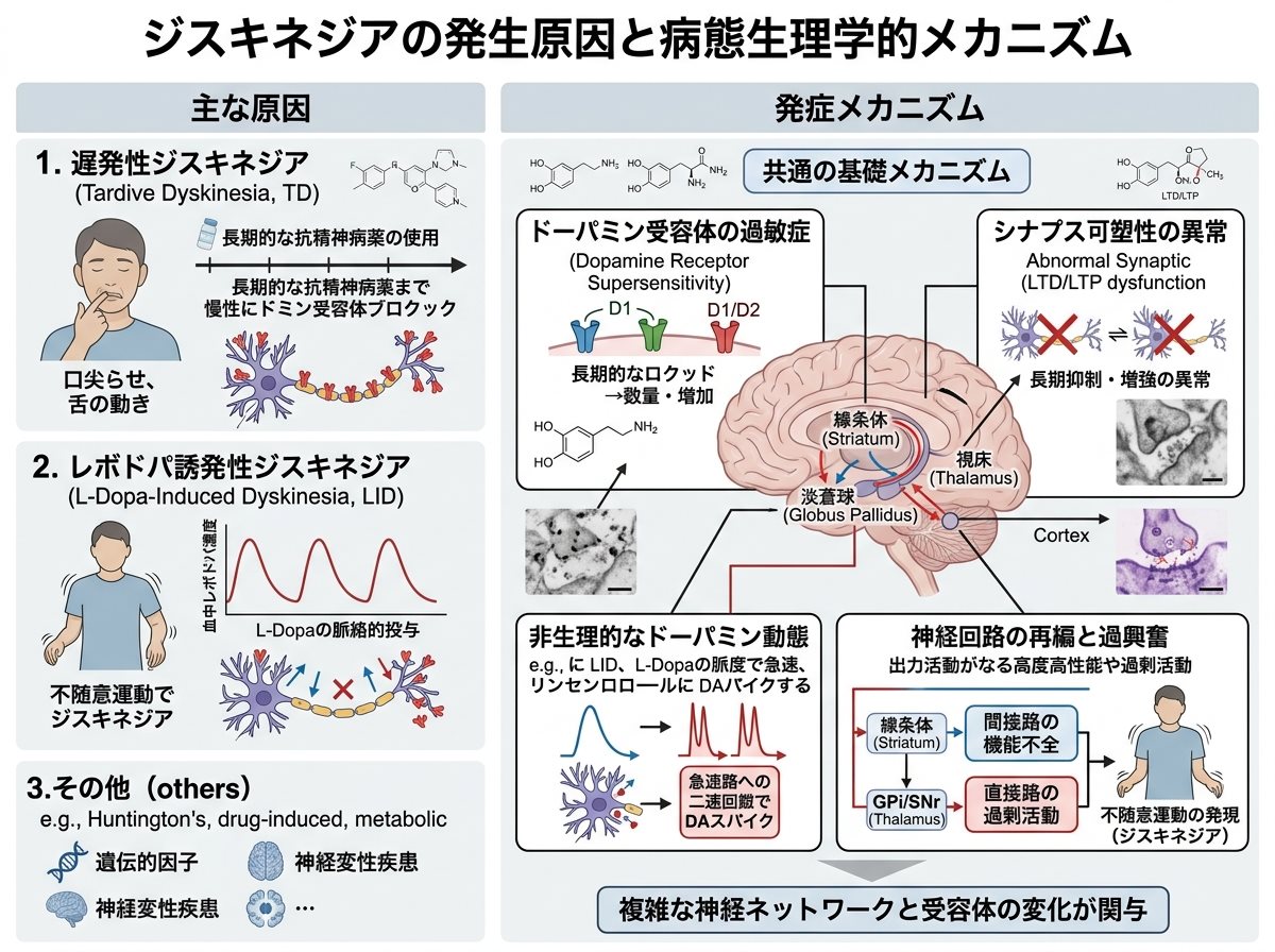 ジスキネジア症状が出る原因と発症メカニズム
