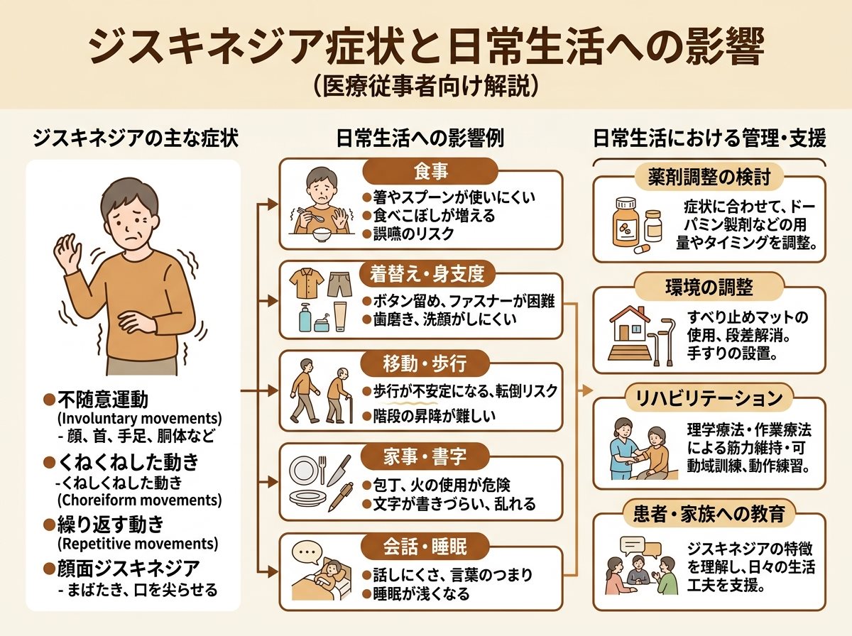 ジスキネジア症状と日常生活への影響