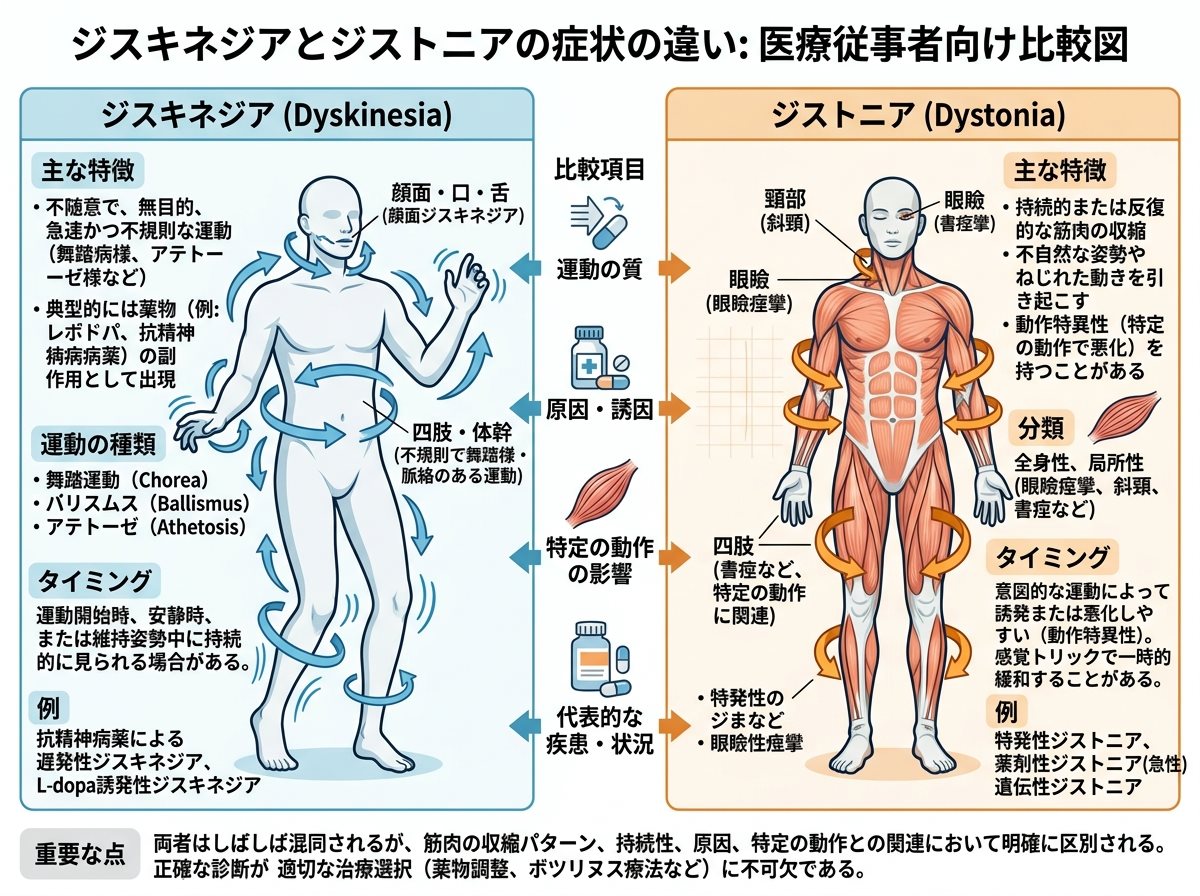 ジスキネジア症状とジストニアの違い