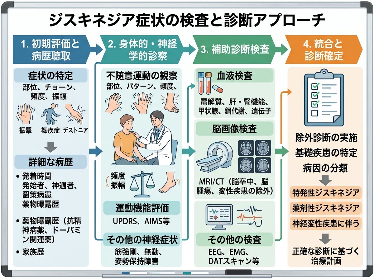 ジスキネジア症状の検査と診断アプローチ