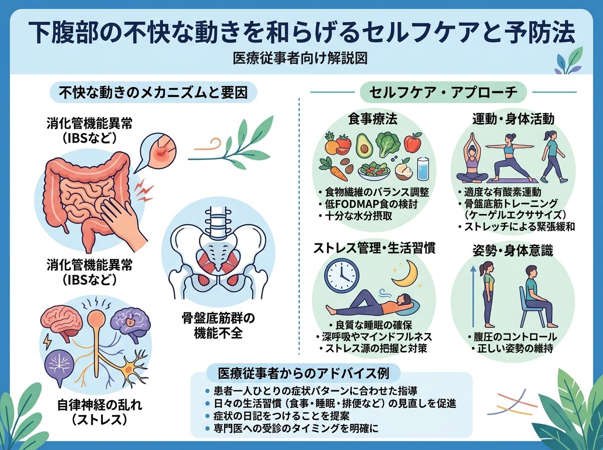 下腹部の不快な動きを和らげるセルフケアと予防法