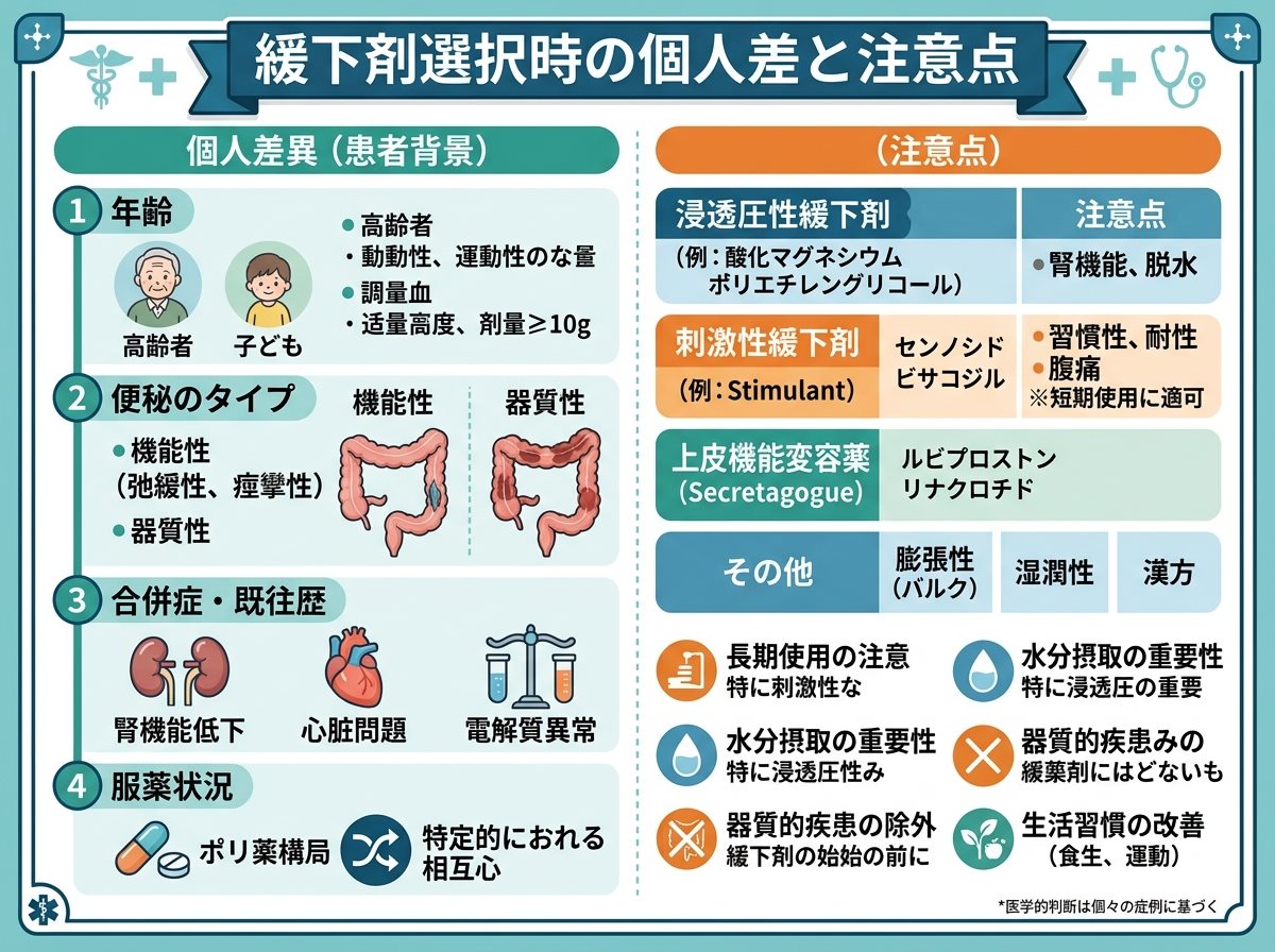 緩下剤選択時の個人差と注意点