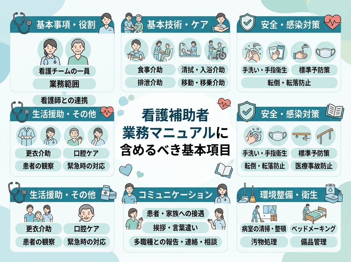 看護補助者業務マニュアルに含めるべき基本項目