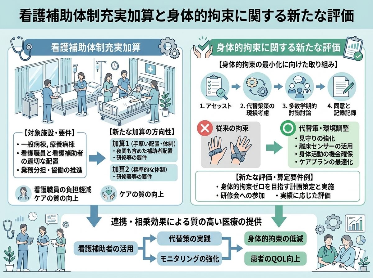 看護補助体制充実加算と身体的拘束に関する新たな評価