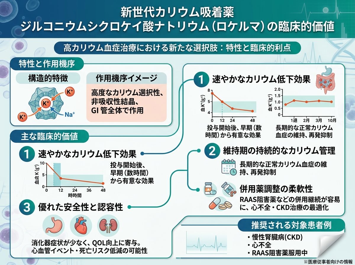 新世代カリウム吸着薬ジルコニウムシクロケイ酸ナトリウム(ロケルマ)の臨床的価値