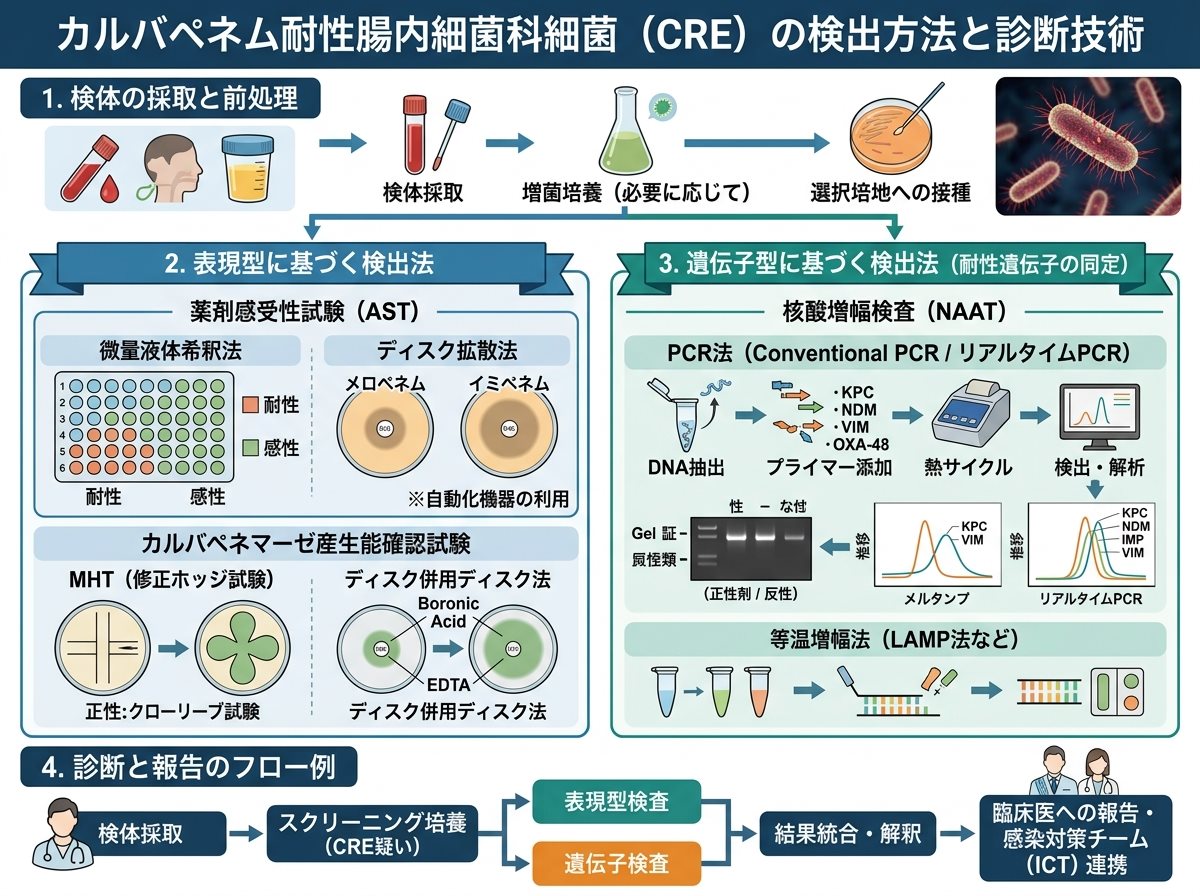 カルバペネム耐性腸内細菌科細菌の検出方法と診断技術