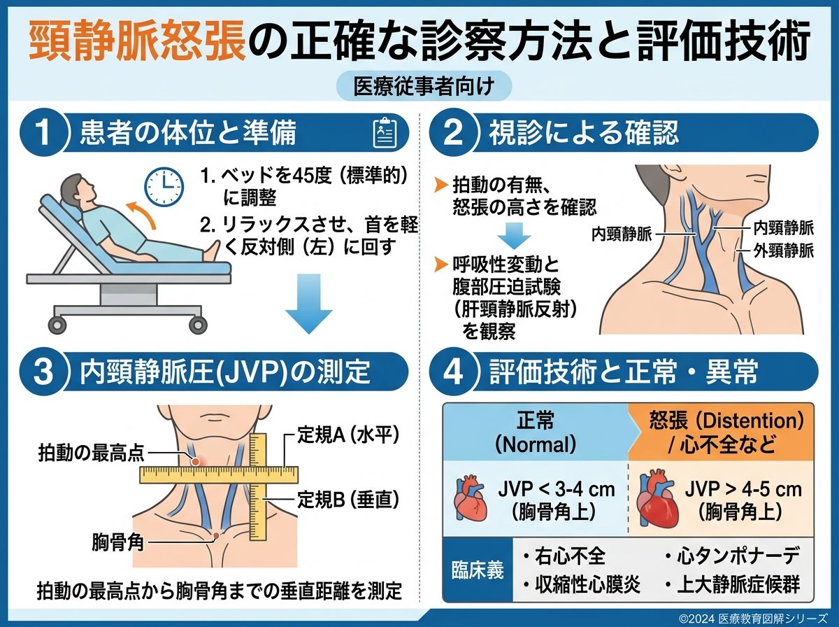 頸静脈怒張の正確な診察方法と評価技術