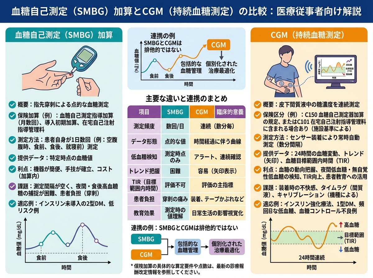 血糖自己測定 加算とCGM（持続血糖測定）との違い
