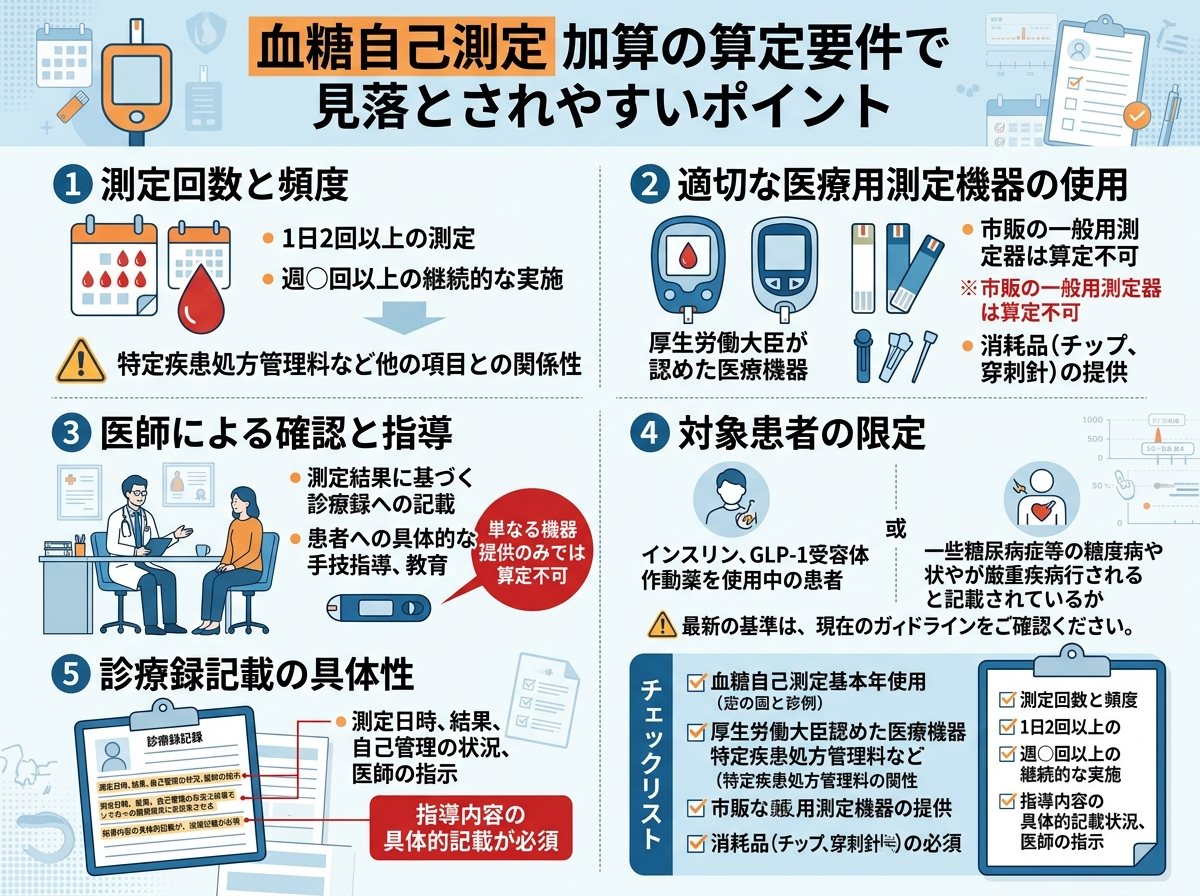 血糖自己測定 加算の算定要件で見落とされやすいポイント