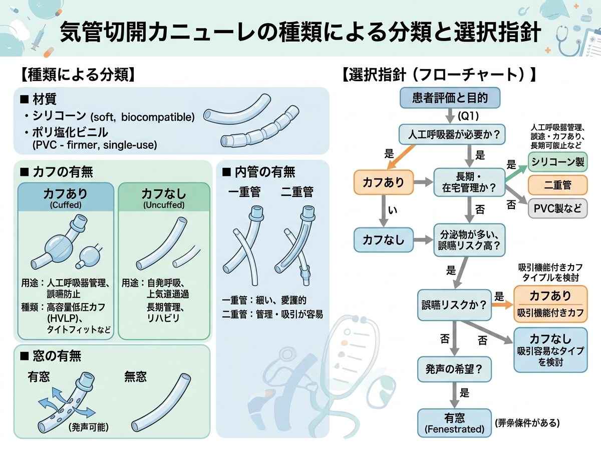 気管切開カニューレの種類による分類と選択指針