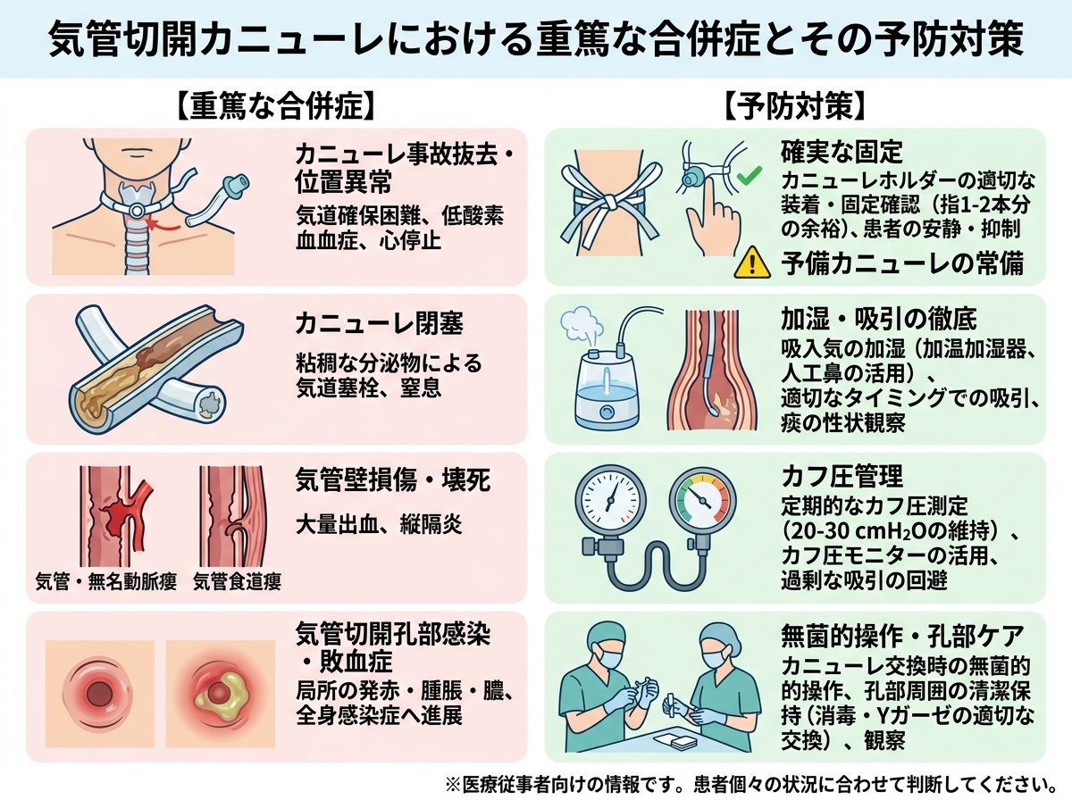 気管切開カニューレにおける重篤な合併症とその予防対策