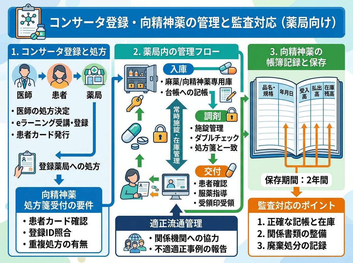 コンサータ登録 薬局の向精神薬と監査対応