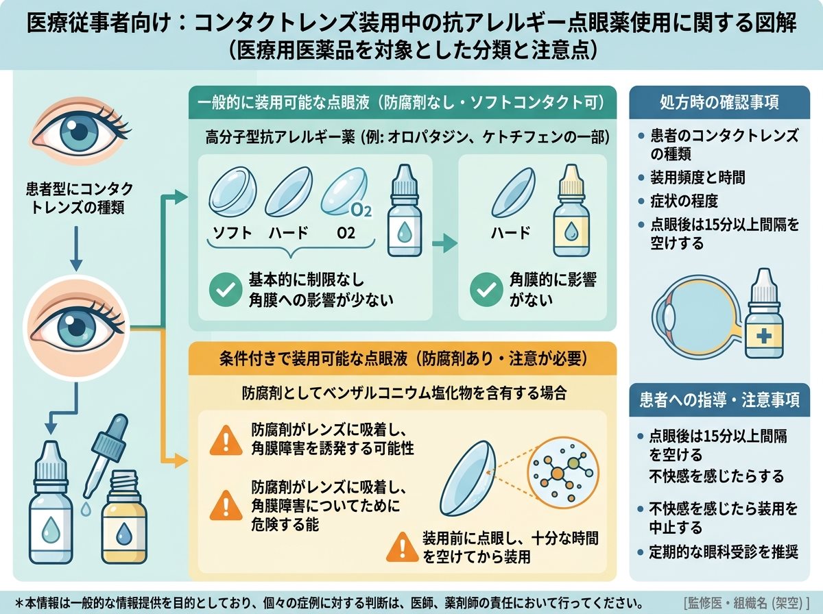 コンタクトしたままできる目薬医療用一覧：抗アレルギー点眼薬の可否
