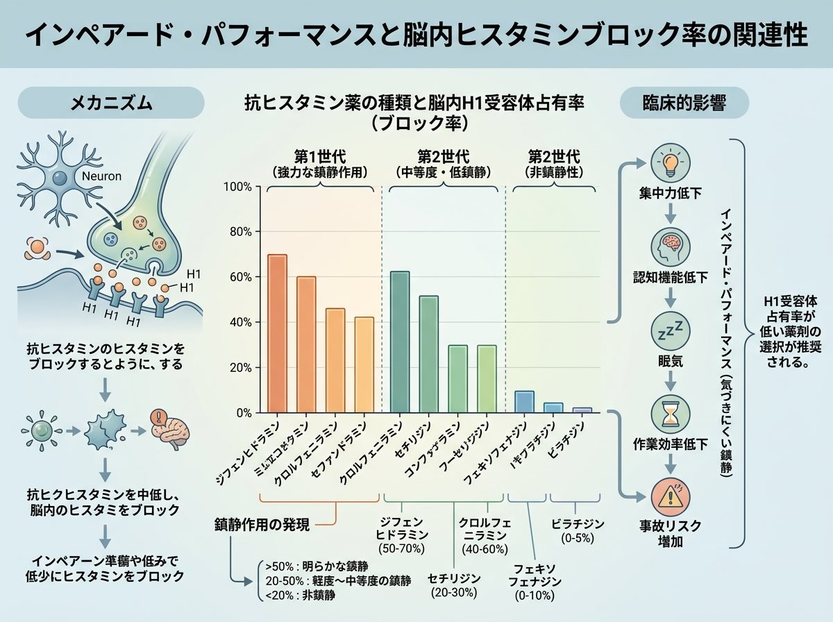 インペアード・パフォーマンスと脳内ヒスタミンブロック率