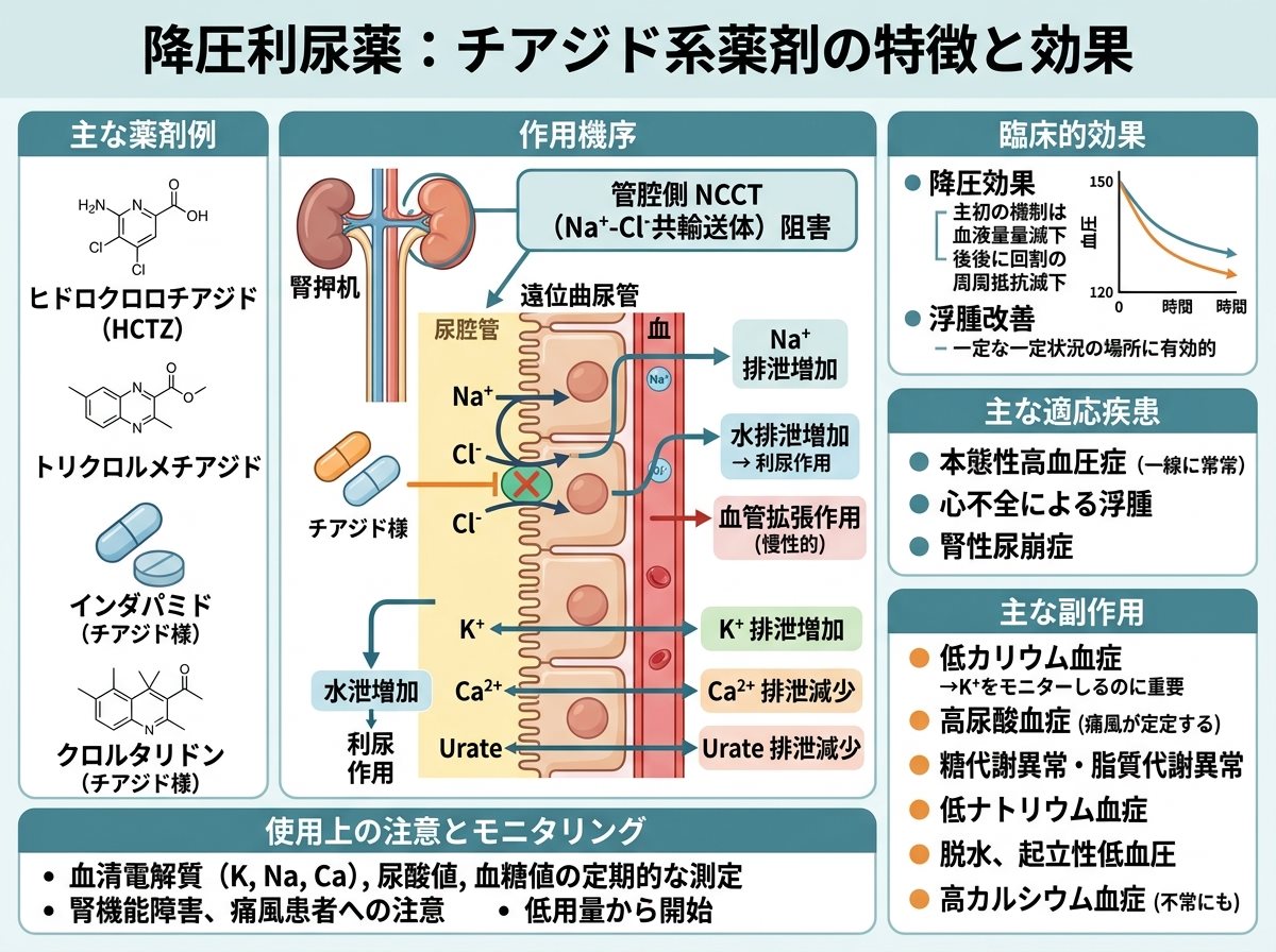 降圧利尿薬チアジド系薬剤の特徴と効果