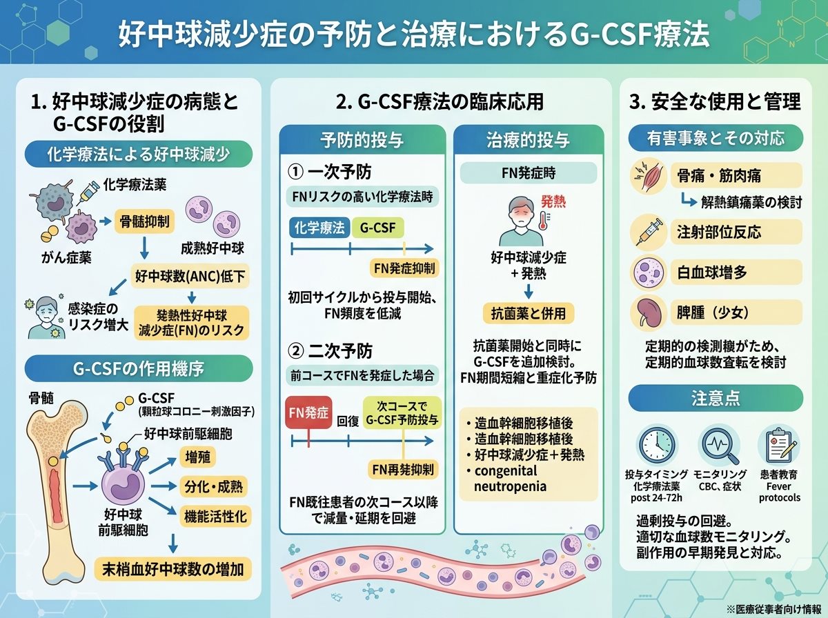 好中球減少症の予防と治療におけるG-CSF療法