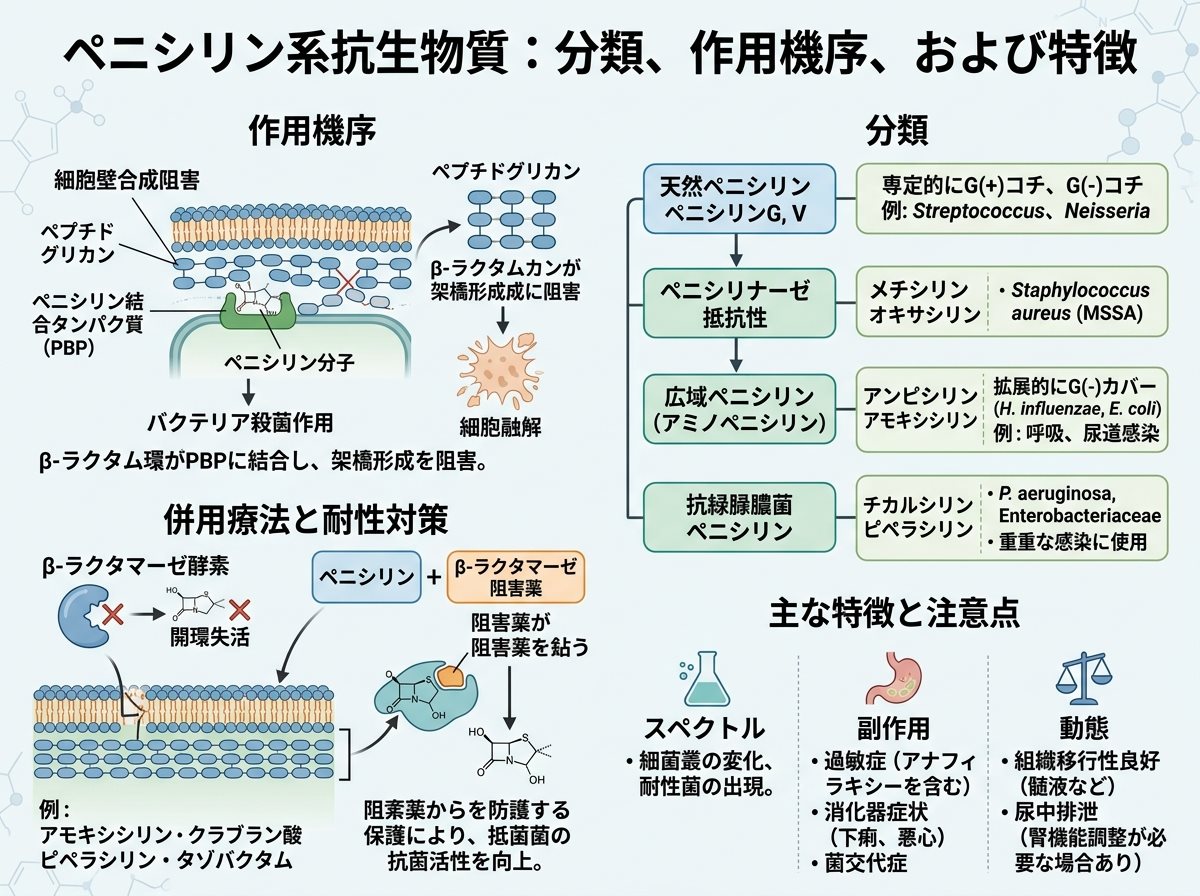抗生物質のペニシリン系薬剤と特徴