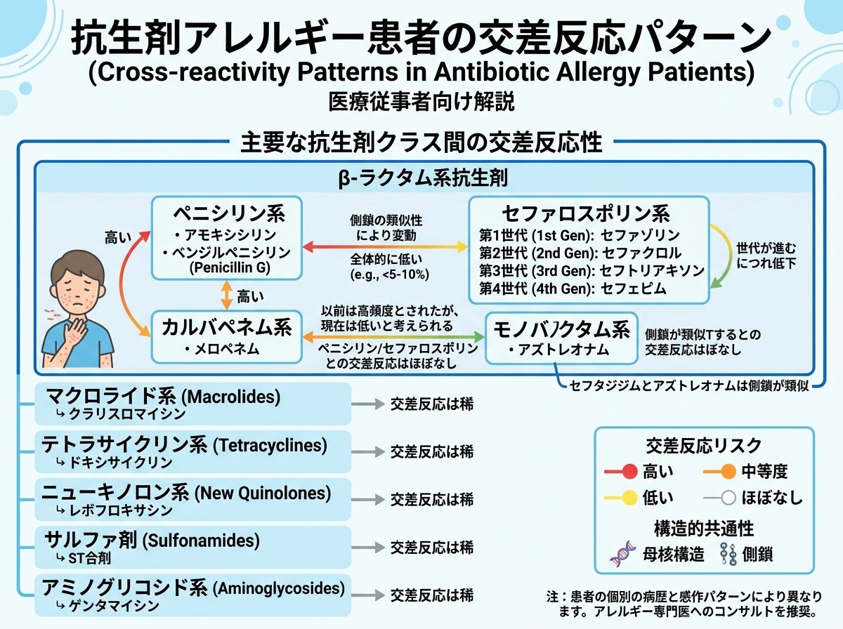 抗生剤アレルギー患者の交差反応パターン