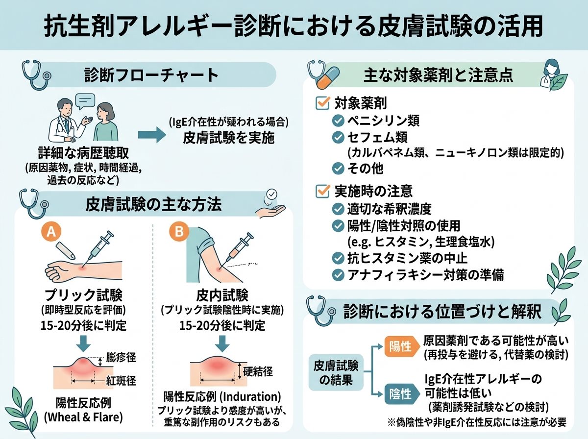 抗生剤アレルギー診断における皮膚試験の活用