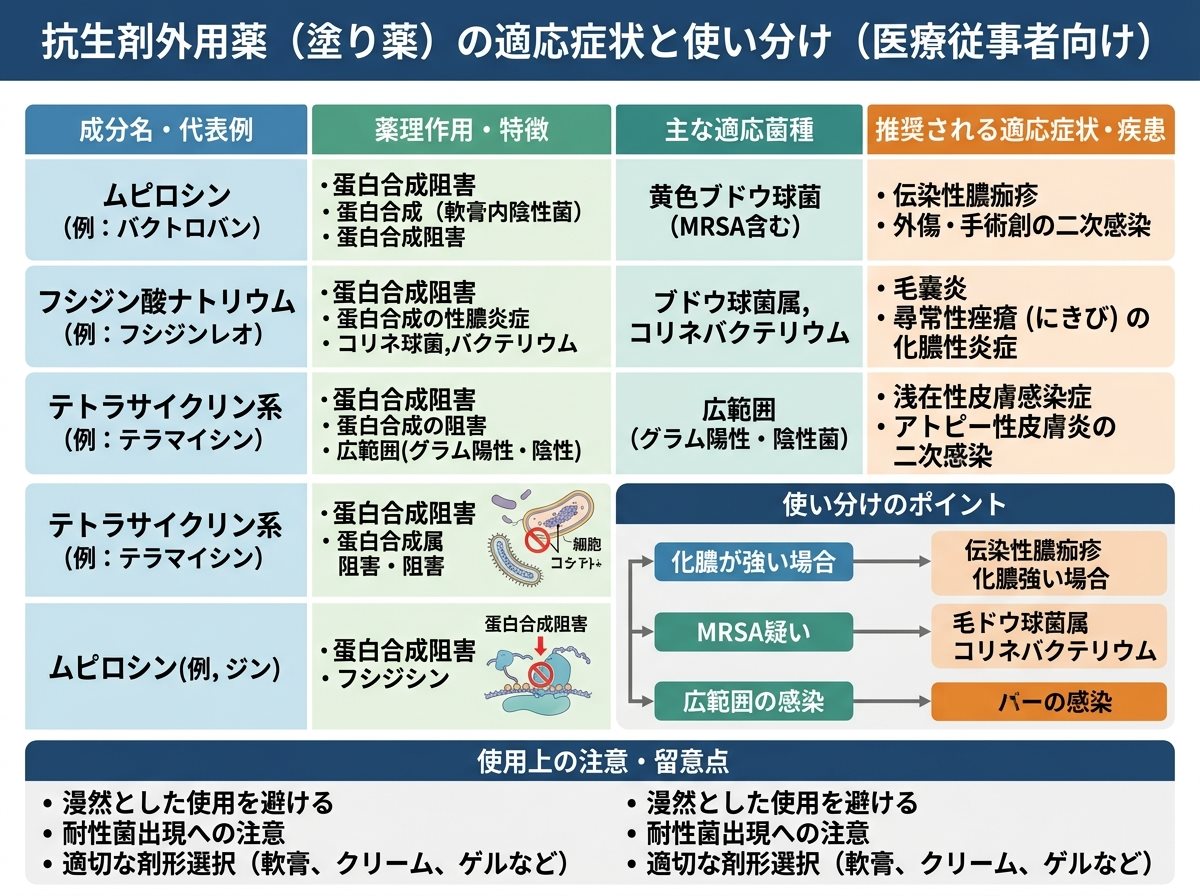 抗生剤塗り薬の適応症状と使い分け