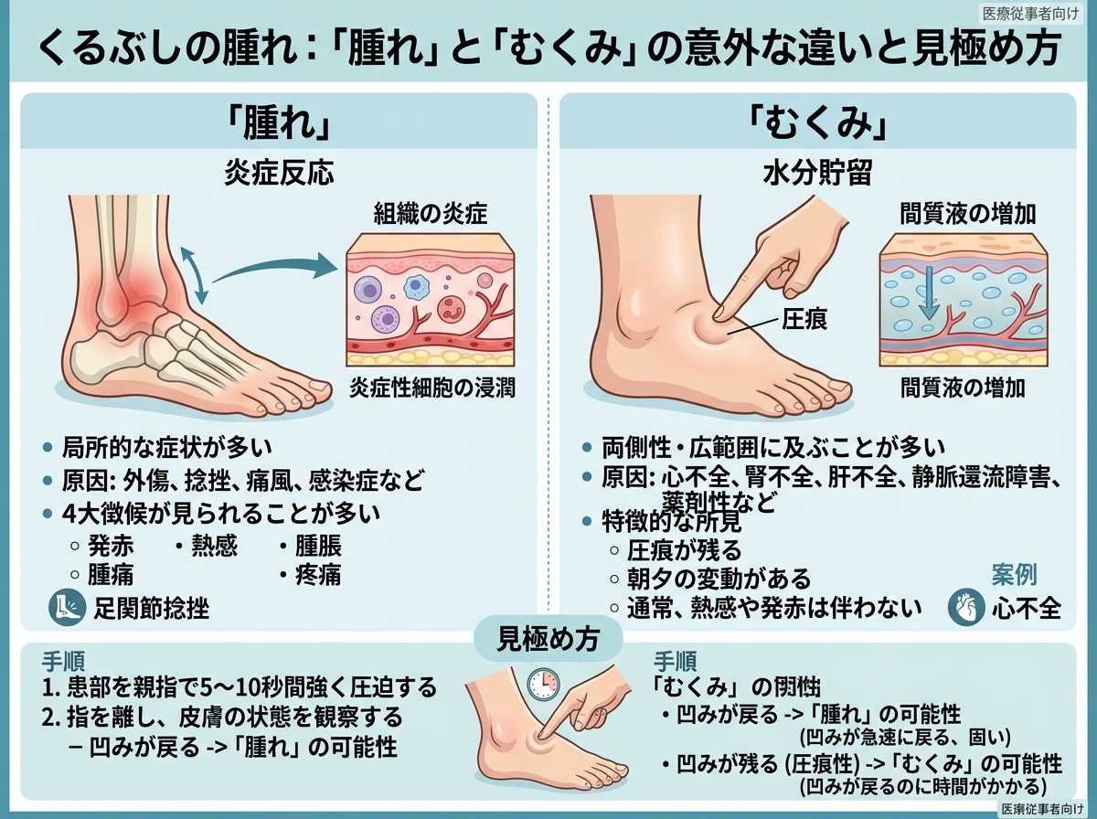 くるぶしの腫れ、「腫れ」と「むくみ」の意外な違いと見極め方