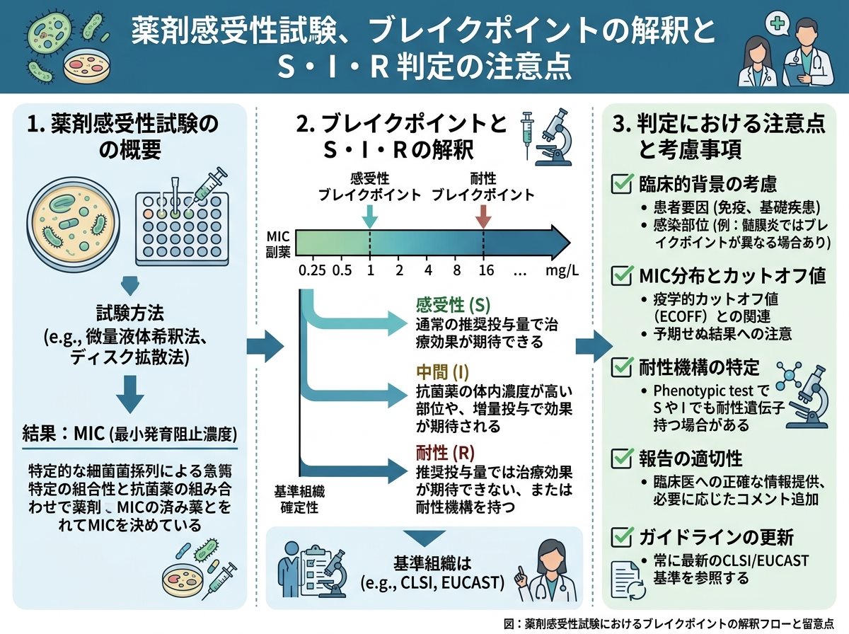 薬剤感受性試験とブレイクポイントの解釈、S・I・R判定の注意点