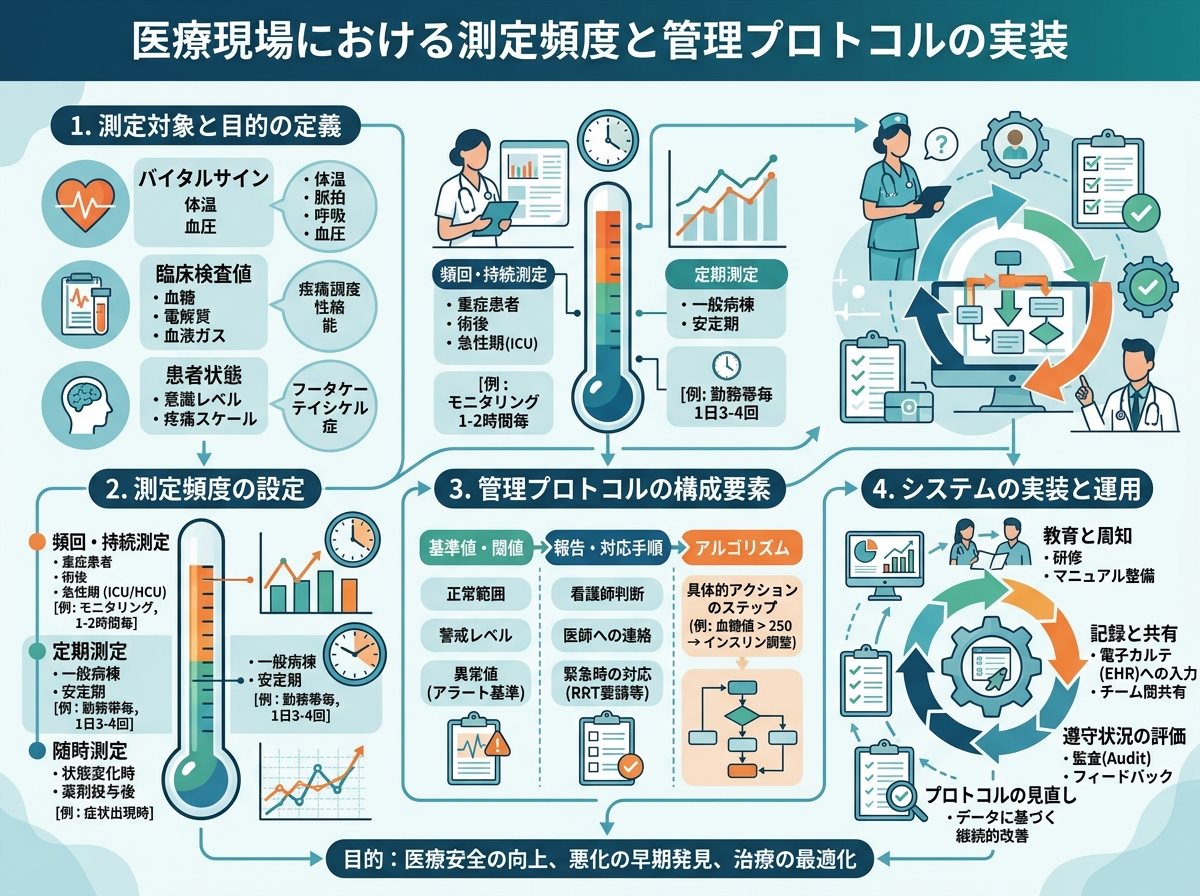 医療現場における測定頻度と管理プロトコルの実装