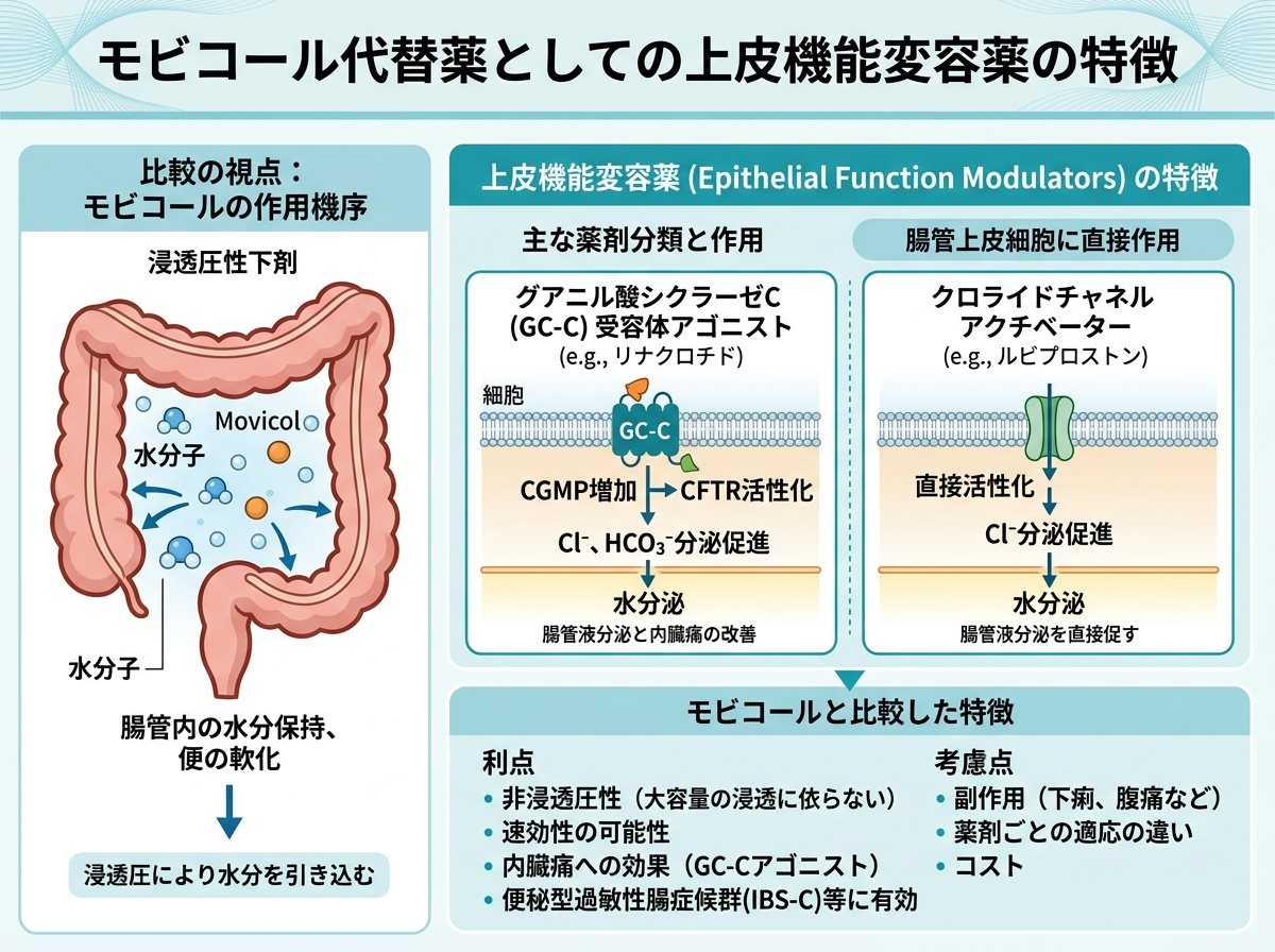モビコール代替薬としての上皮機能変容薬の特徴