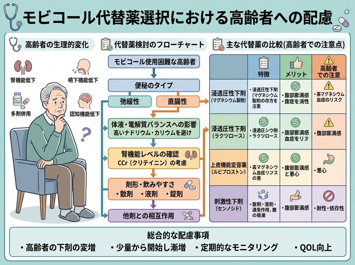 モビコール代替薬選択における高齢者への配慮